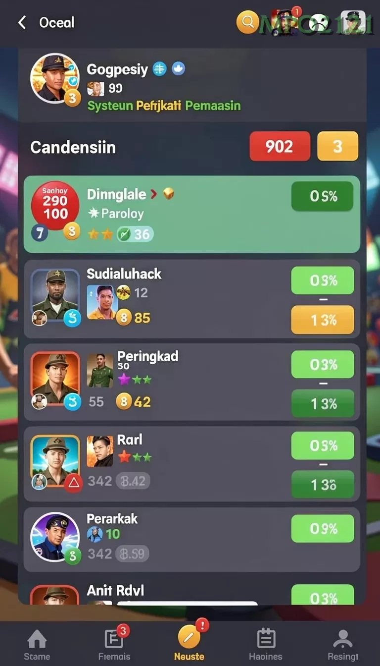 Cuplikan layar KOPLO77 — menu navigasi
